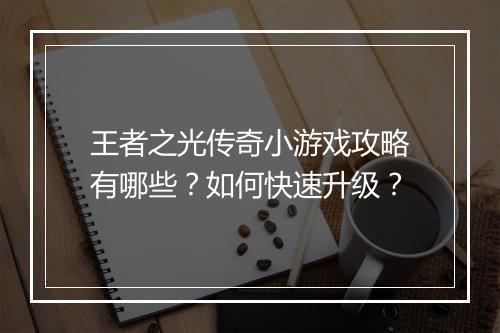 王者之光传奇小游戏攻略有哪些？如何快速升级？