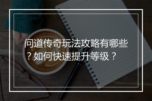 问道传奇玩法攻略有哪些？如何快速提升等级？