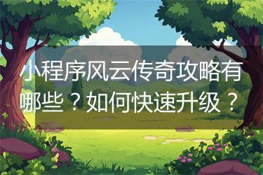 小程序风云传奇攻略有哪些？如何快速升级？