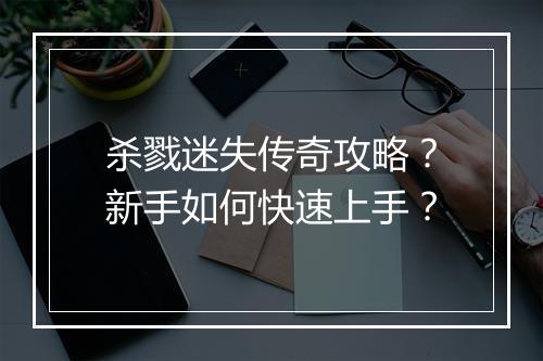 杀戮迷失传奇攻略？新手如何快速上手？