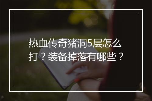 热血传奇猪洞5层怎么打？装备掉落有哪些？