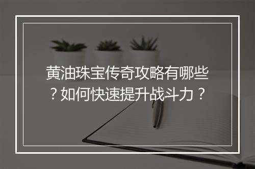 黄油珠宝传奇攻略有哪些？如何快速提升战斗力？