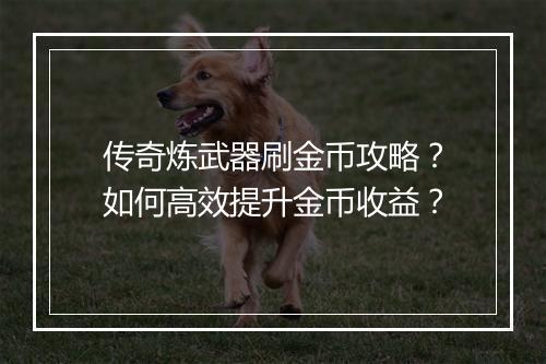 传奇炼武器刷金币攻略？如何高效提升金币收益？