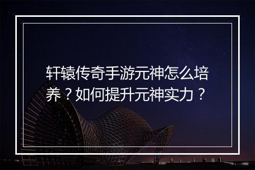 轩辕传奇手游元神怎么培养？如何提升元神实力？