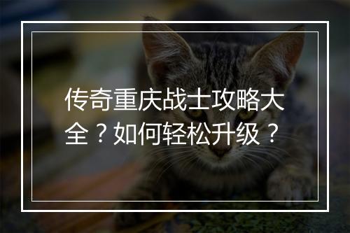 传奇重庆战士攻略大全？如何轻松升级？