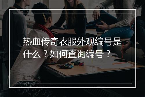 热血传奇衣服外观编号是什么？如何查询编号？