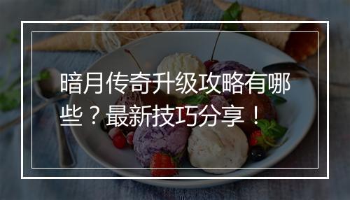 暗月传奇升级攻略有哪些？最新技巧分享！