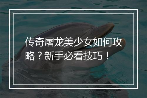 传奇屠龙美少女如何攻略？新手必看技巧！