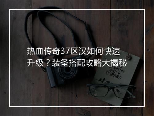 热血传奇37区汉如何快速升级？装备搭配攻略大揭秘