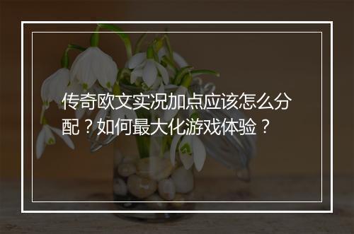 传奇欧文实况加点应该怎么分配？如何最大化游戏体验？