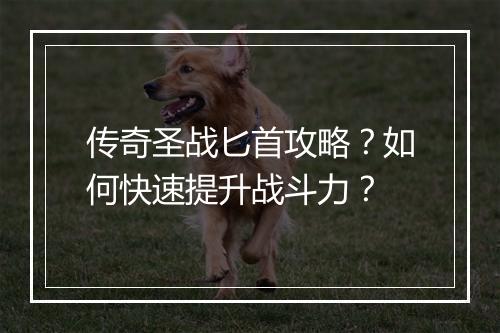 传奇圣战匕首攻略？如何快速提升战斗力？
