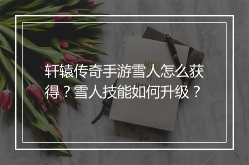 轩辕传奇手游雪人怎么获得？雪人技能如何升级？