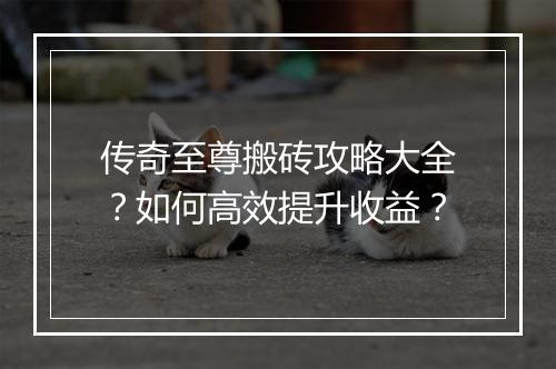 传奇至尊搬砖攻略大全？如何高效提升收益？