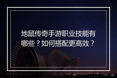 地鼠传奇手游职业技能有哪些？如何搭配更高效？