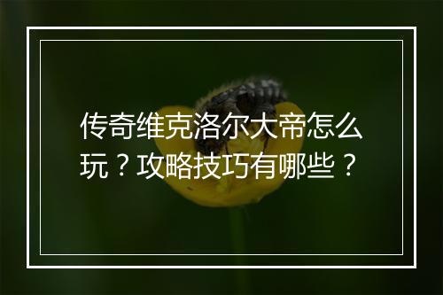 传奇维克洛尔大帝怎么玩？攻略技巧有哪些？