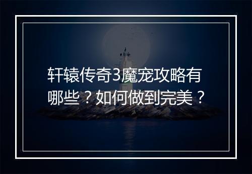 轩辕传奇3魔宠攻略有哪些？如何做到完美？