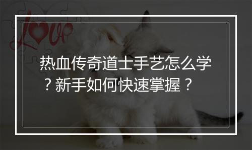 热血传奇道士手艺怎么学？新手如何快速掌握？