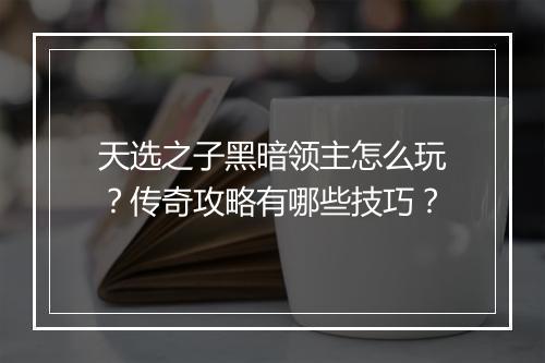 天选之子黑暗领主怎么玩？传奇攻略有哪些技巧？
