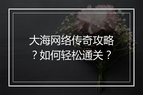 大海网络传奇攻略？如何轻松通关？