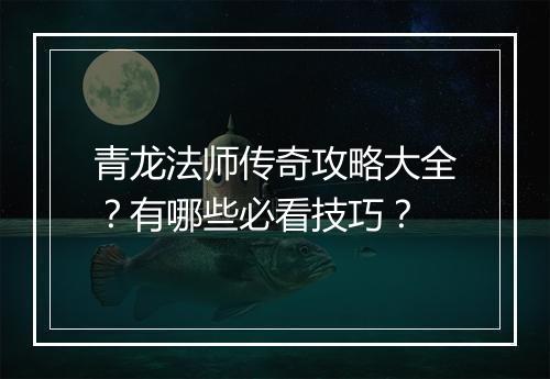 青龙法师传奇攻略大全？有哪些必看技巧？