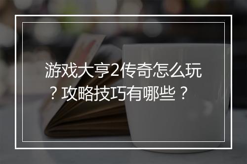 游戏大亨2传奇怎么玩？攻略技巧有哪些？