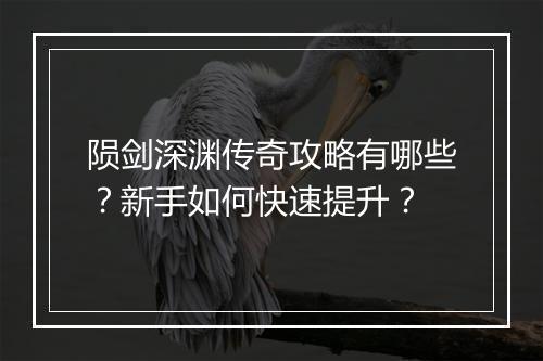 陨剑深渊传奇攻略有哪些？新手如何快速提升？
