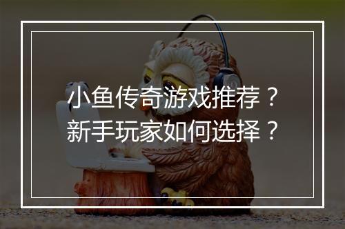 小鱼传奇游戏推荐？新手玩家如何选择？