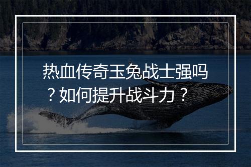 热血传奇玉兔战士强吗？如何提升战斗力？