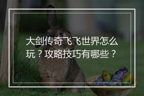 大剑传奇飞飞世界怎么玩？攻略技巧有哪些？