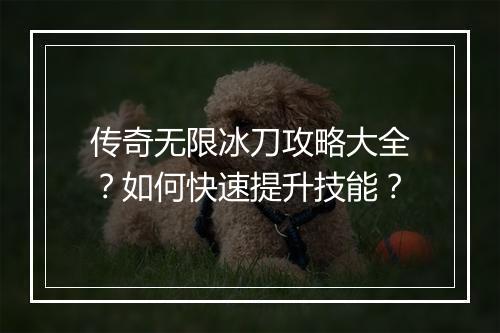 传奇无限冰刀攻略大全?如何快速提升技能?