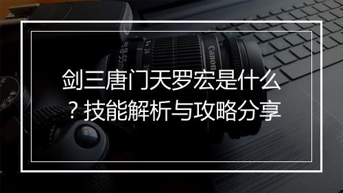 剑三唐门天罗宏是什么？技能解析与攻略分享