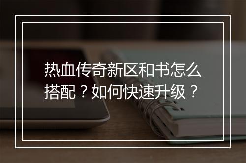 热血传奇新区和书怎么搭配？如何快速升级？
