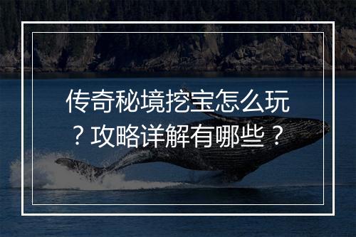 传奇秘境挖宝怎么玩？攻略详解有哪些？
