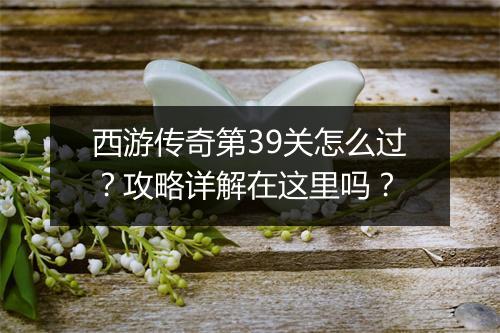 西游传奇第39关怎么过？攻略详解在这里吗？