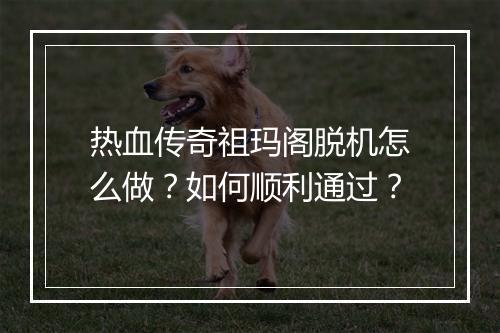 热血传奇祖玛阁脱机怎么做？如何顺利通过？
