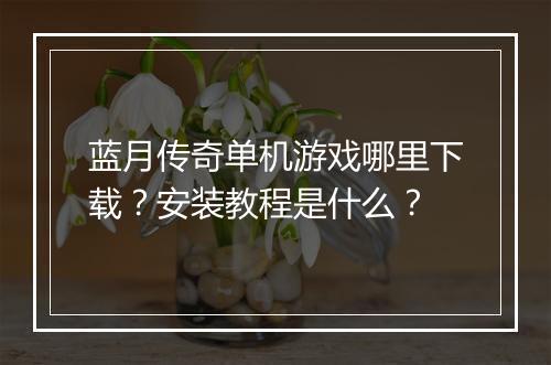 蓝月传奇单机游戏哪里下载？安装教程是什么？