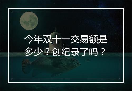 今年双十一交易额是多少？创纪录了吗？