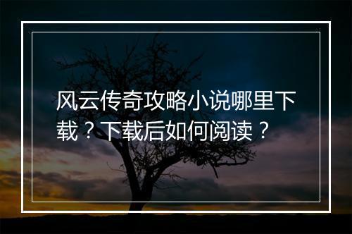 风云传奇攻略小说哪里下载？下载后如何阅读？