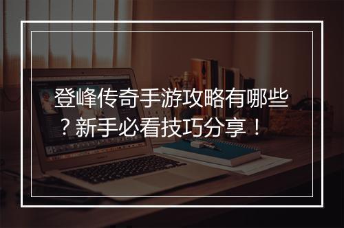 登峰传奇手游攻略有哪些？新手必看技巧分享！
