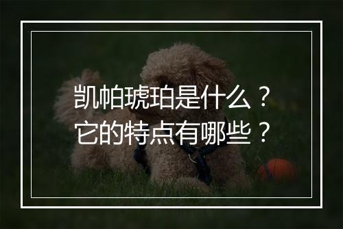 凯帕琥珀是什么？它的特点有哪些？