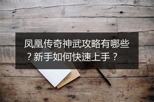 凤凰传奇神武攻略有哪些？新手如何快速上手？