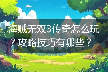 海贼无双3传奇怎么玩？攻略技巧有哪些？