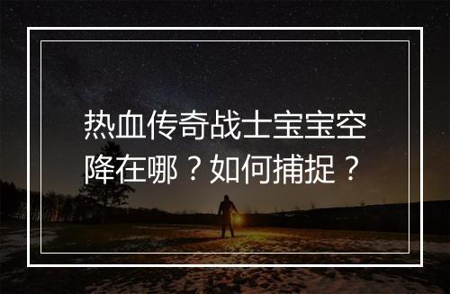 热血传奇战士宝宝空降在哪？如何捕捉？
