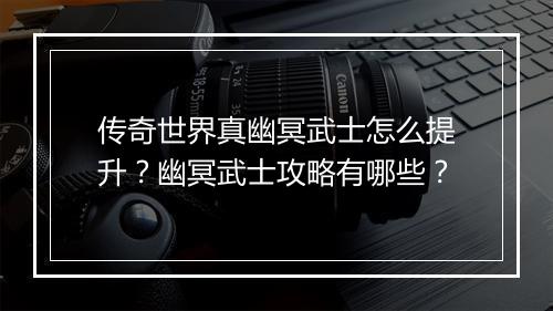 传奇世界真幽冥武士怎么提升？幽冥武士攻略有哪些？