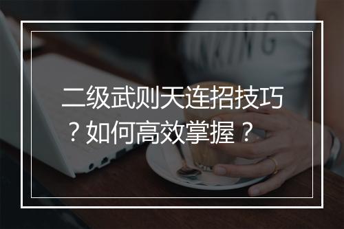 二级武则天连招技巧？如何高效掌握？