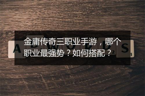金庸传奇三职业手游，哪个职业最强势？如何搭配？