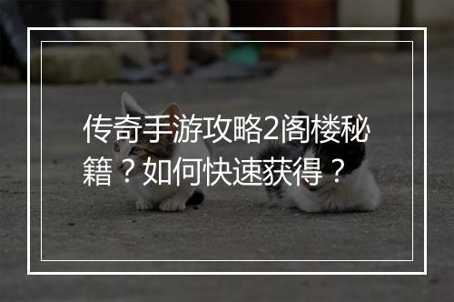 传奇手游攻略2阁楼秘籍？如何快速获得？