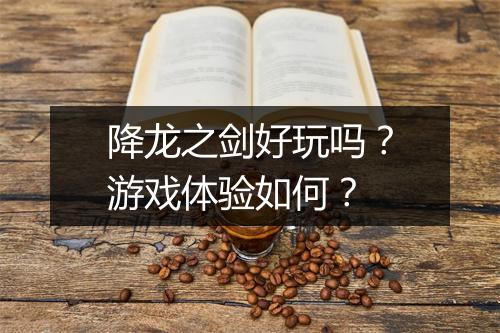 降龙之剑好玩吗？游戏体验如何？