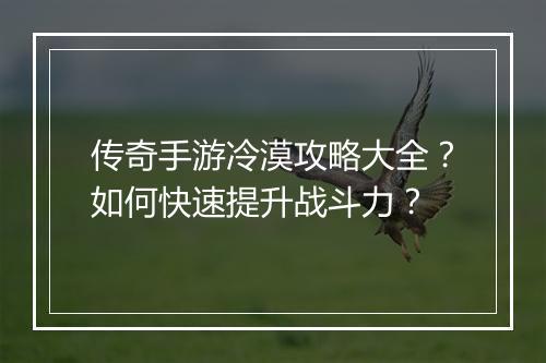 传奇手游冷漠攻略大全？如何快速提升战斗力？