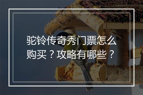 驼铃传奇秀门票怎么购买？攻略有哪些？